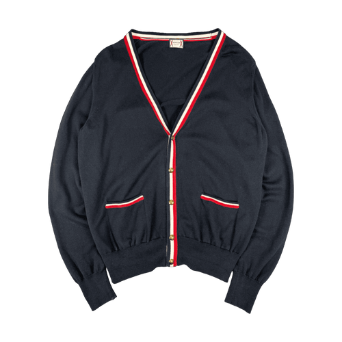 Moncler Gamme Bleu Striped Cardigan Dark Blue (USED) | Vintage Clothing Store Canada