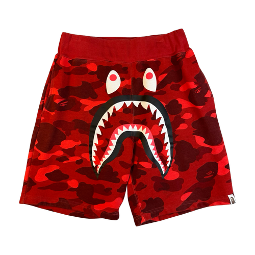 BAPE Color Camo Shark Sweatshorts Red (USED) | Vintage Clothing Store Canada