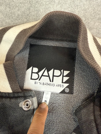 BAPE Spell Out Dark Camo Varsity Jacket Black/Grey (USED)