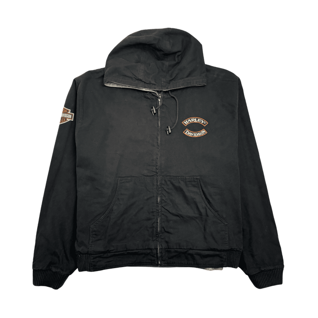 (3XL) Vintage Harley Davidson Hooded Canvas Reversible Jacket