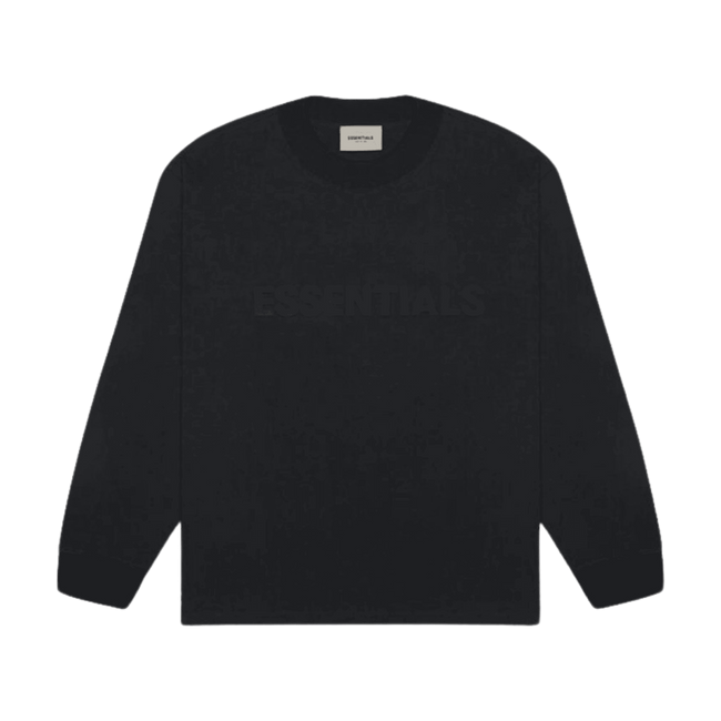 Fear Of God Essentials Boxy Long Sleeve Tee Applique Logo Black