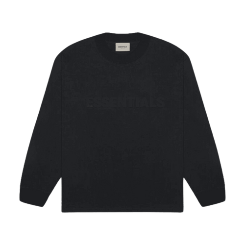 Fear Of God Essentials Boxy Long Sleeve Tee Applique Logo Black | Vintage Clothing Store Canada