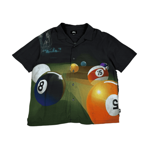 Stussy Pool Hall Rayon Button-up Shirt Black (USED) | Vintage Clothing Store Canada