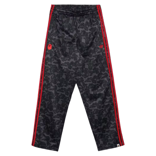 BAPE x Adidas All Over Print Track Pants Black/Red | Vintage Clothing Store Canada