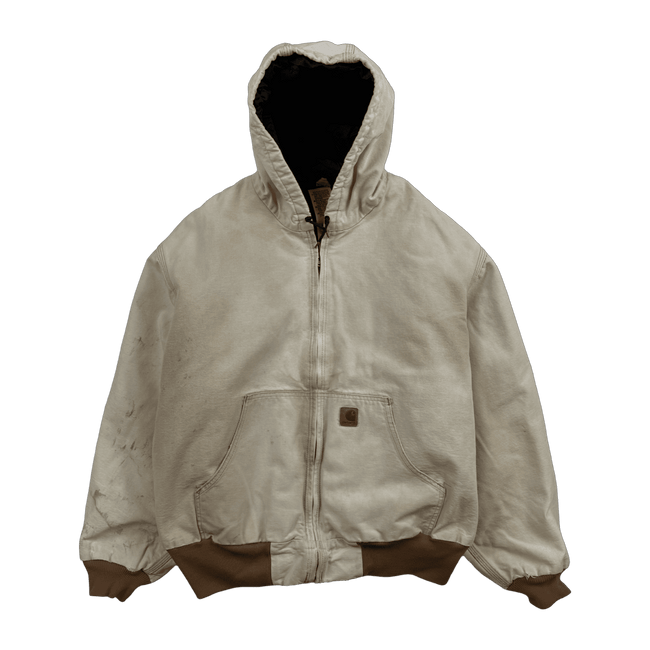 Vintage Carhartt Hooded Work Jacket Sun Faded Beige