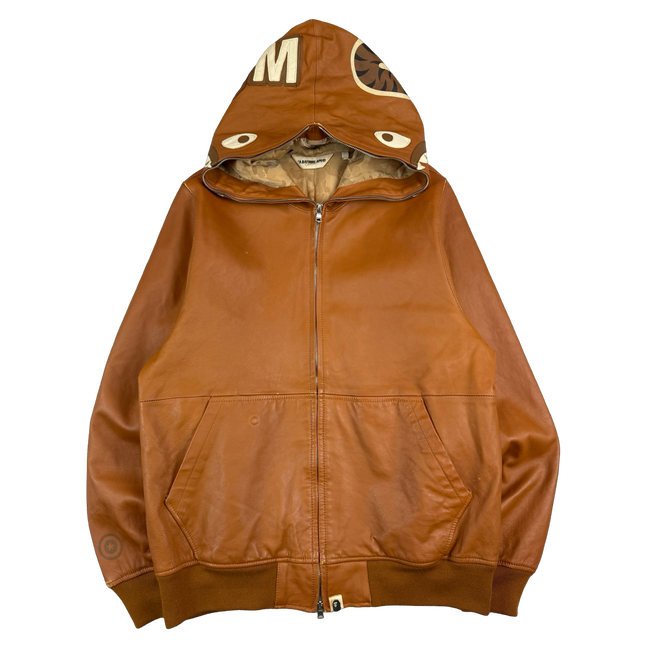 BAPE Sheep Skin Leather Shark Full Zip Jacket (USED)