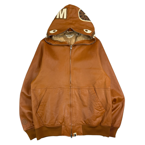 BAPE Sheep Skin Leather Shark Full Zip Jacket (USED) | Vintage Clothing Store Canada