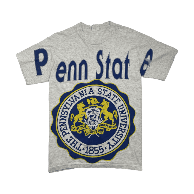 (L) Vintage 90s Penn State Cross-Arms Tee Light Grey