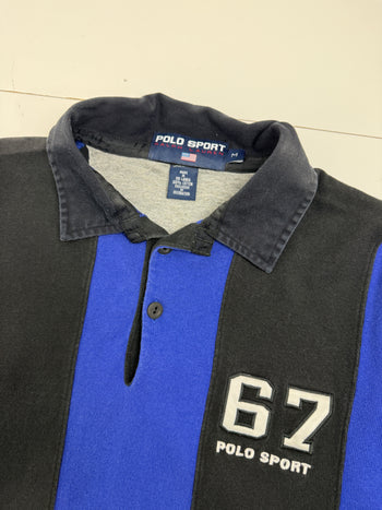 Vintage Polo Ralph Lauren Sport Rugby L/S Striped Black/Blue
