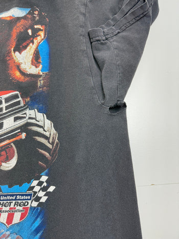 (S) Vintage 90s Bear Foot Monster Truck Racing Tee Black