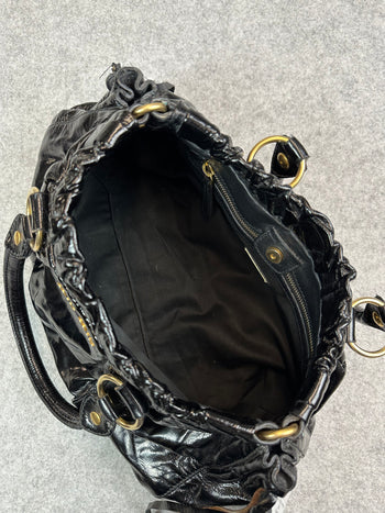 Miu Miu Patent Leather Top Handle Bag Black