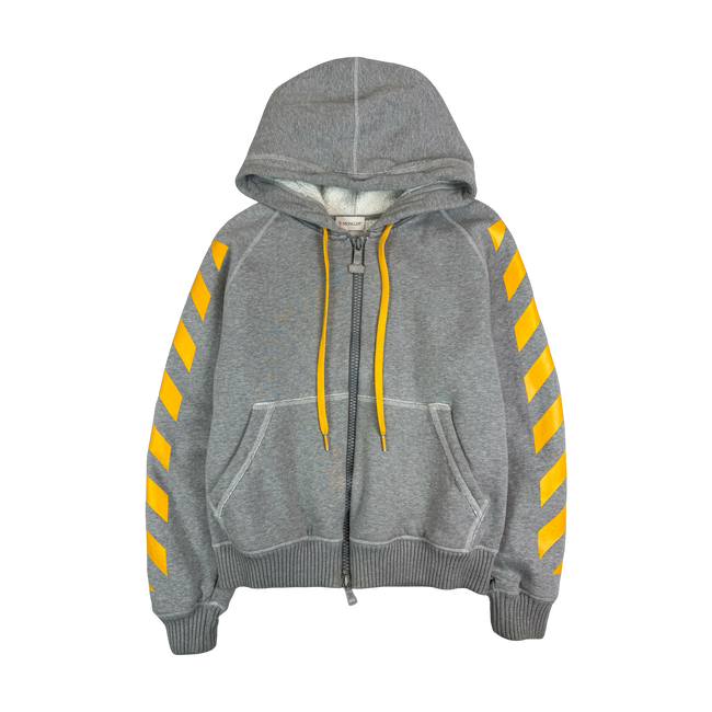Moncler x Off-White Chevron Zip Up Hoodie Grey (USED)