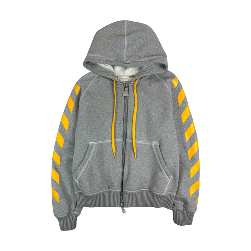 Moncler x Off-White Chevron Zip Up Hoodie Grey (USED) | Vintage Clothing Store Canada