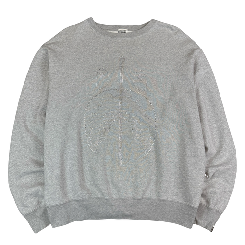 BAPE x Swarovski Crystal Shark Logo Sweatshirt Grey (USED) | Vintage Clothing Store Canada