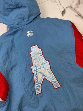 Vintage Houston Oilers Starter Quarter Zip Starter Jacket Sky Blue