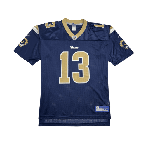 (XL) NFL St. Louis Rams Kurt Warner Football Jersey Navy | Vintage Clothing Store Canada
