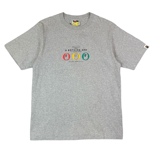 BAPE Rasta 3 Ape Heads Tee Grey | Vintage Clothing Store Canada