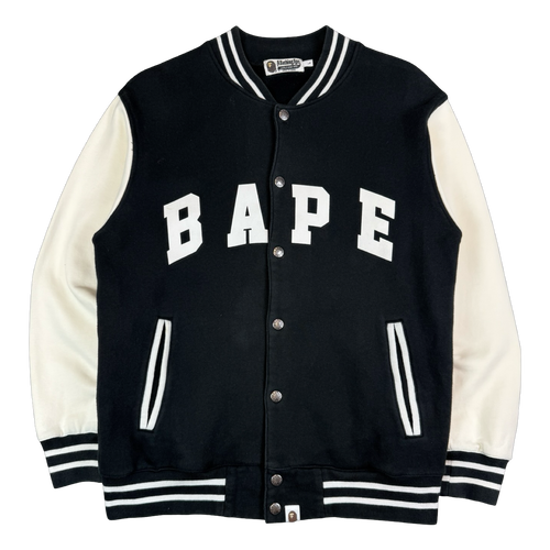 BAPE Varsity Jacket Black/White (USED) | Vintage Clothing Store Canada