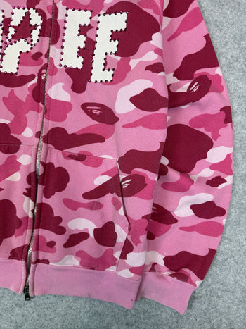 BAPE APEE ABC Camo Jewel Logo Full Zip Hoodie Pink (USED)