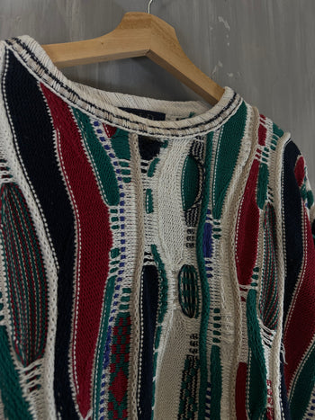 Vintage Old Glory 3D Textured Knit Sweater Multi