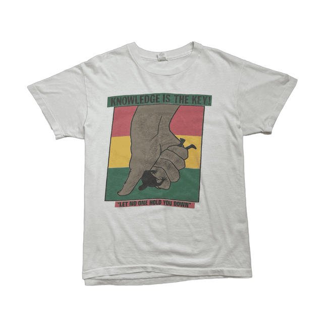 (S) Vintage 90s Knowledge Is Key Promo Tee White
