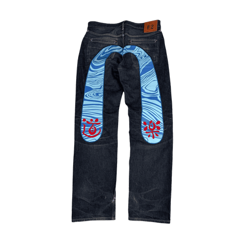 Vintage Evisu Lot 2000 No. 2 Daicock Blue Denim Pants | Vintage Clothing Store Canada
