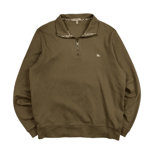 Burberry Quarter Zip Sweatshirt Brown (USED) | Vintage Clothing Store Canada