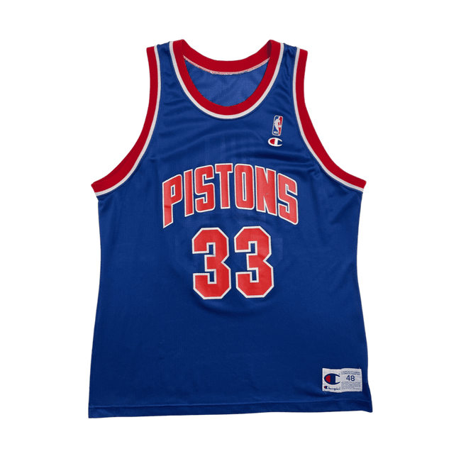 (L) Vintage Grant Hill Pistons Champion Jersey Blue