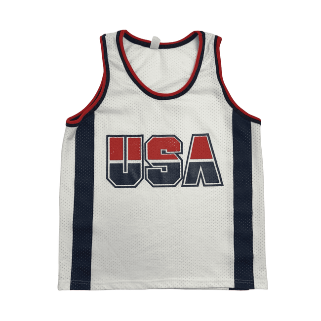 (L) Vintage 90s Team USA Basketball #5 Jersey White
