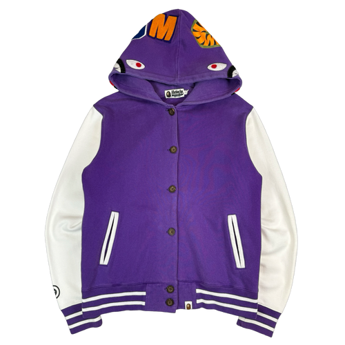 BAPE Varsity Shark Jacket Purple (USED) | Vintage Clothing Store Canada