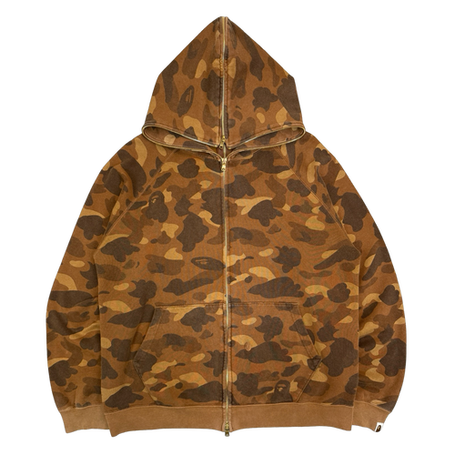 2000s BAPE OG Camo Full Zip Hoodie Brown (USED) | Vintage Clothing Store Canada