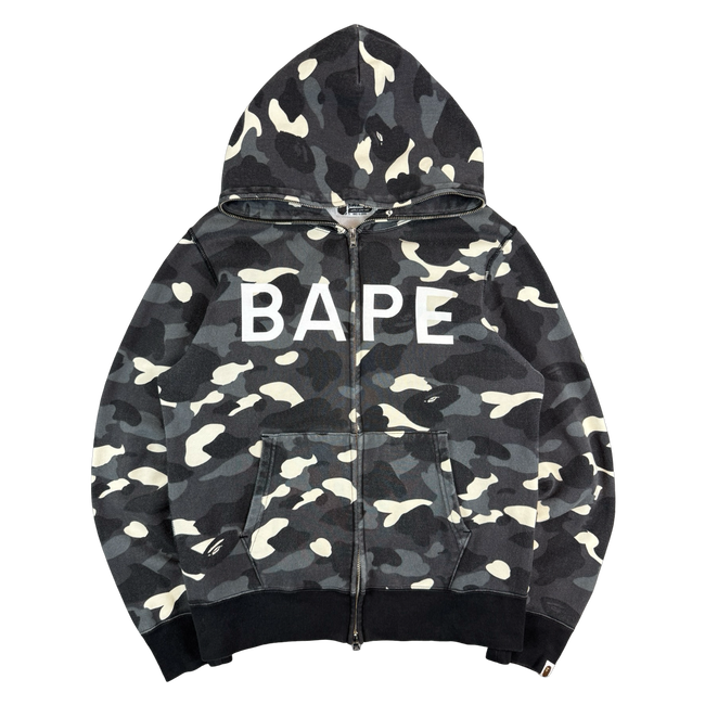 BAPE City Camo Spell Out Full Zip Hoodie Grey (USED)