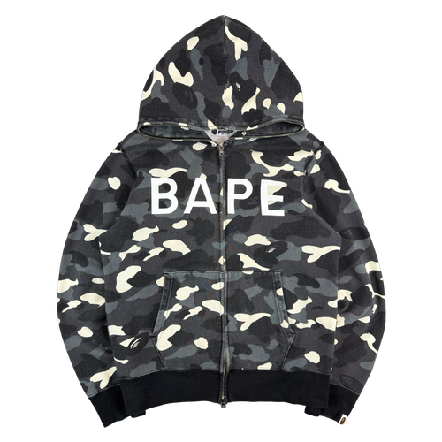 BAPE City Camo Spell Out Full Zip Hoodie Grey (USED) | Vintage Clothing Store Canada