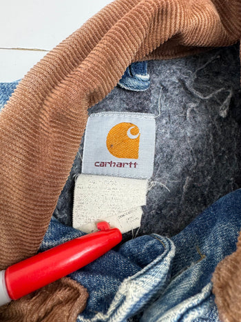 (XL) Vintage Carhartt Denim Chore Jacket washed Blue
