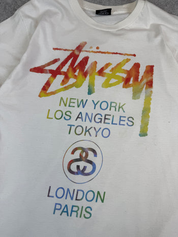 Stussy Tye Dye Tour Tee White (USED)