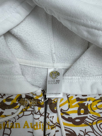 Vintage Y2k Ed Hardy Zip-Up Hoodie White