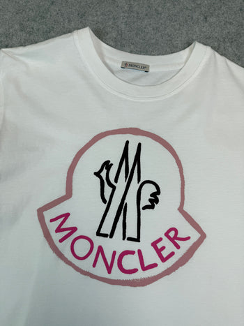 Moncler Pink Big Logo Tee White (USED)