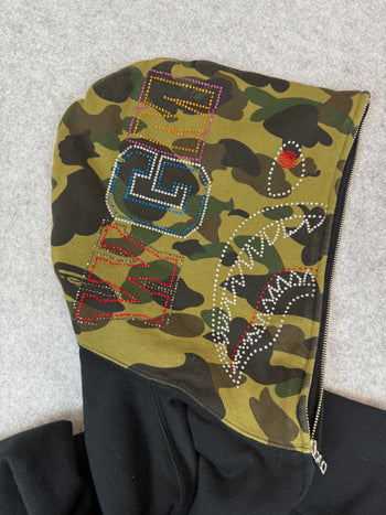 BAPE Spellout Crystal Shark Hoodie Black (USED)