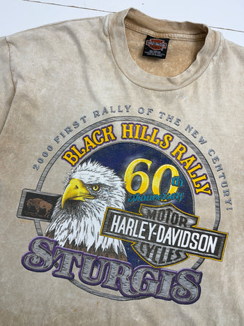 Vintage 2000 Harley Davidson Sturgis Rally Tee Light Brown