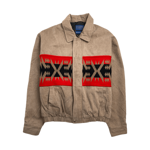 Vintage 90s Pendleton Patterned Zip-Up Jacket Beige | Vintage Clothing Store Canada