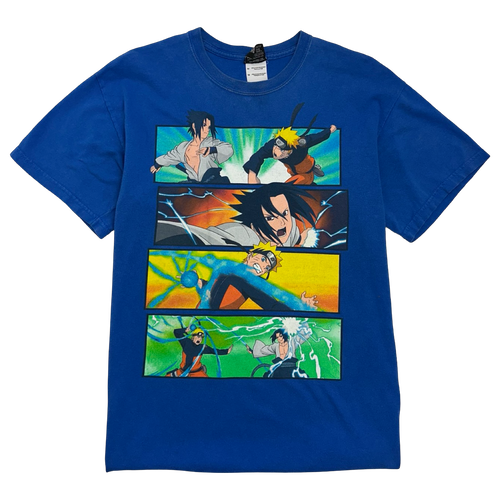 Vintage 2000’s Naruto Shippuden Fight Scene Tee Blue | Vintage Clothing Store Canada