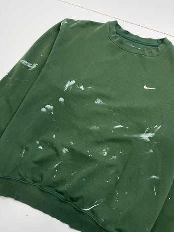 (L) Vintage 2000s Distressed Nike Side Swoosh Sweatshirt Green