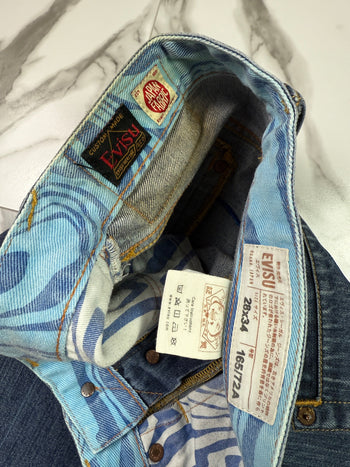 Vintage Evisu Lot 2000 No. 2 Blue Daicock Denim Pants
