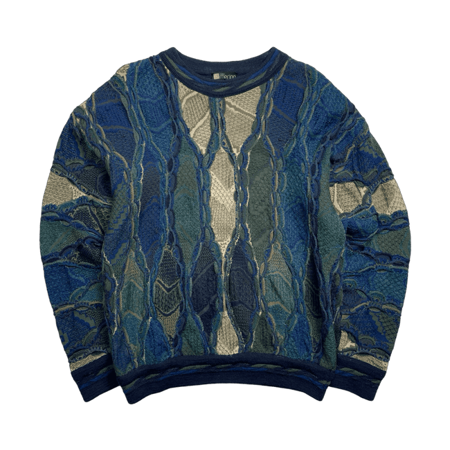 Vintage Merino 3D Textured Knit Sweater Navy