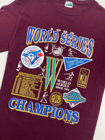 (M) Vintage '93 Toronto Blue Jays World Series Tee Burgundy Red