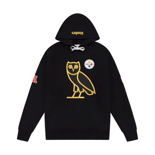OVO x NFL Pittsburgh Steelers OG Owl Hoodie Black | Vintage Clothing Store Canada