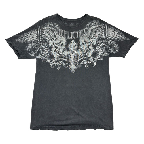 Vintage Y2K Affliction Cross Skull Wing Tee Black | Vintage Clothing Store Canada