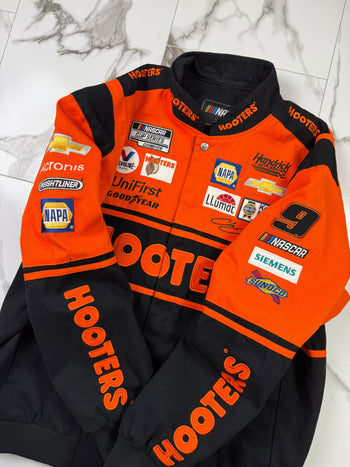 Jeff Hamilton Hooters Nascar Racing Jacket Orange/Black