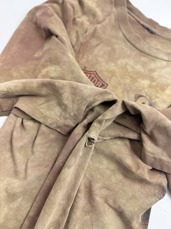 Vintage 1990s Harley Davidson Chillicothe Ohio Tee Tie Dye Brown