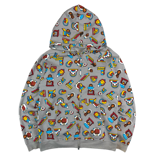 BAPE Baby Milo All Over Full Zip Hoodie Grey (USED)
